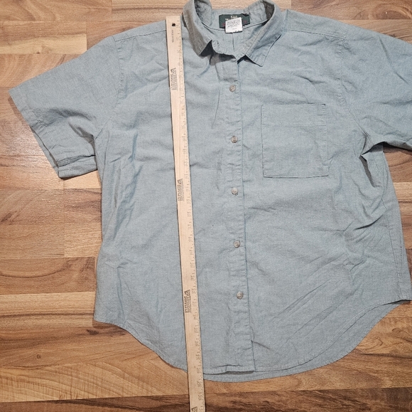 Orvis Men’s XL Short Sleeve Button Front Shirt Green 100% Cotton Made In Usa - Picture 5 of 6